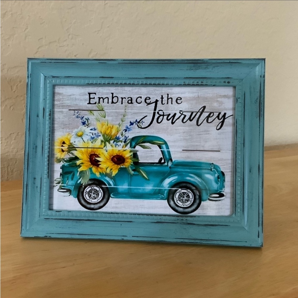 Farmhouse Truck and Sunflowers picture 5x7 w/frame